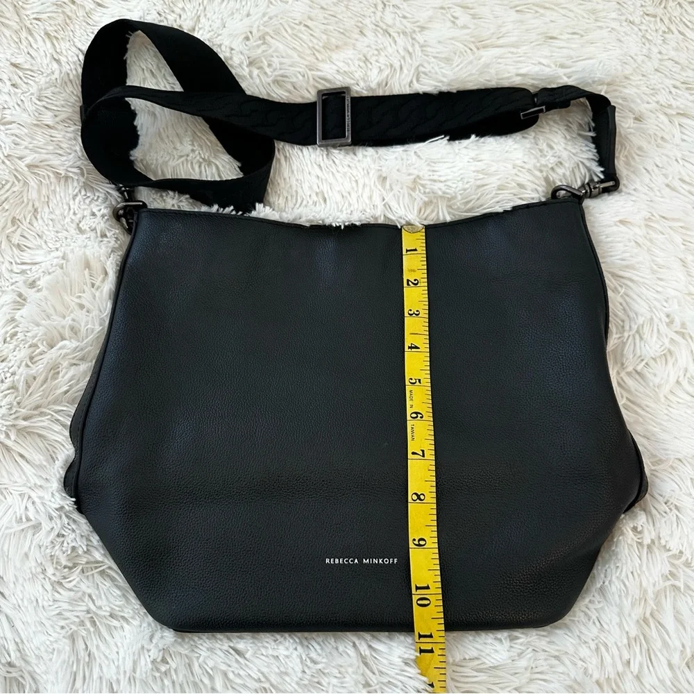 Rebecca Minkoff Regan Black Pebbled Leather Bucket Crossbody Shoulder Bag